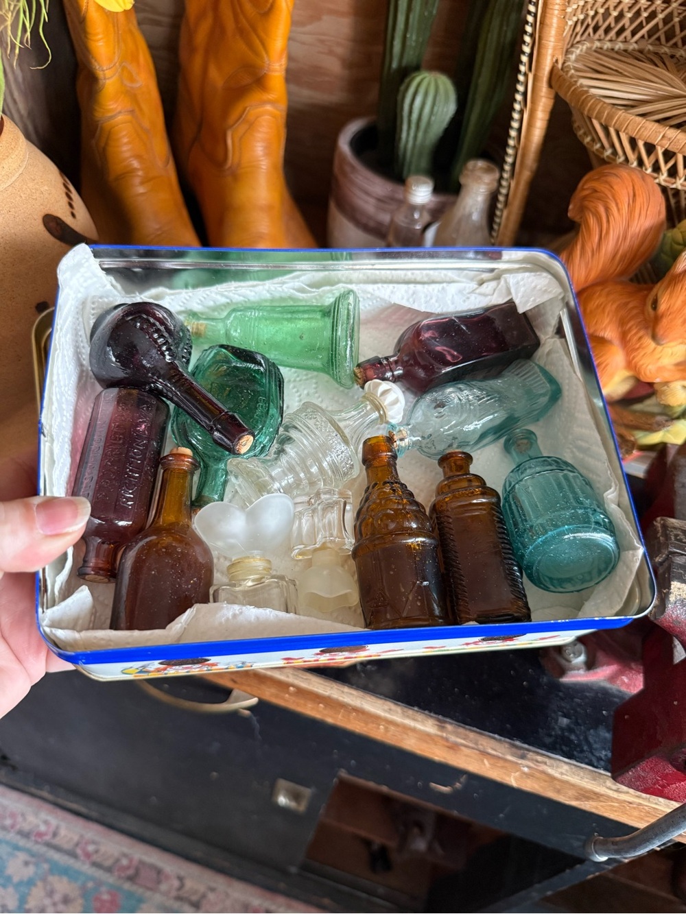 Vintage & Antique Decorative Mini Glass Bottles - Assorted Colors